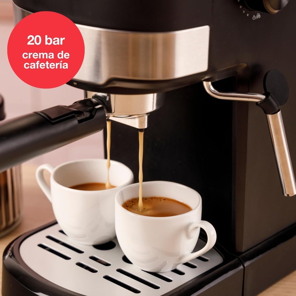 Imagen promocional de la Solac: 20 bares de presión y crema de cafetería