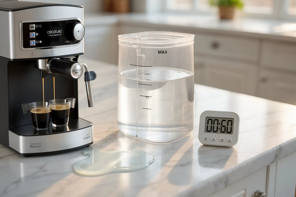 Cecotec power espresso 20 charco debajo cafetera test deposito 60 segundos