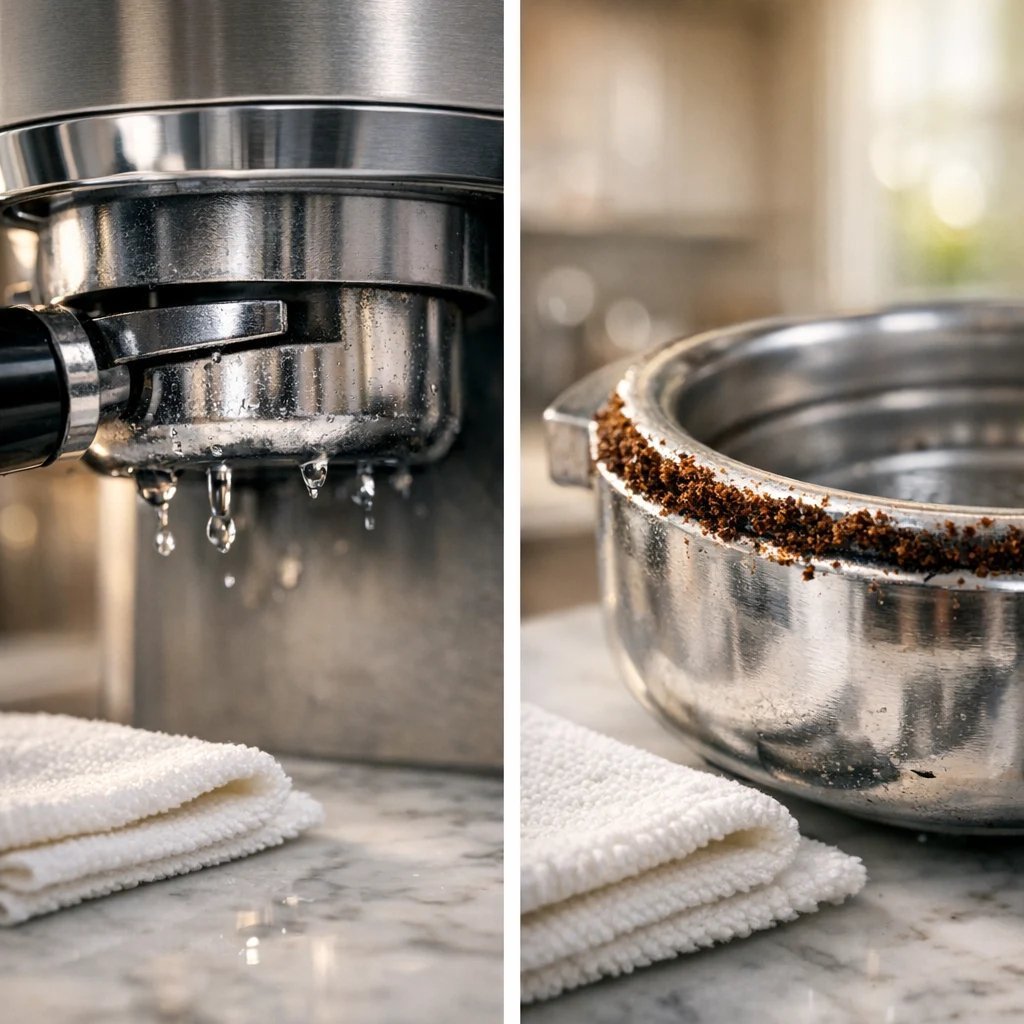 Cecotec power espresso 20 portafiltro sin girar cafe bordes filtro fuga lateral