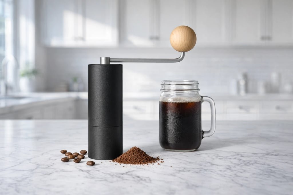 Molinillo manual de café con cuerpo de madera