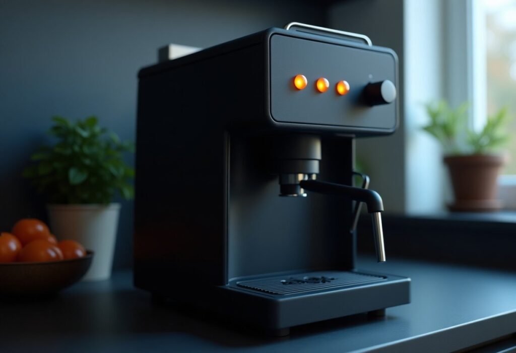 Panel de una cafetera con varios testigos naranjas encendidos
