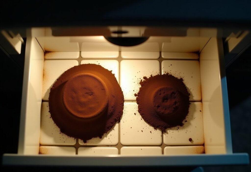 Pastilla de posos compacta frente a una fina y desmenuzada en el cajon