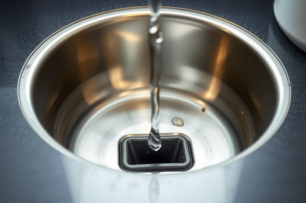 Chorro de agua cayendo en la bandeja de goteo por la descarga de la válvula