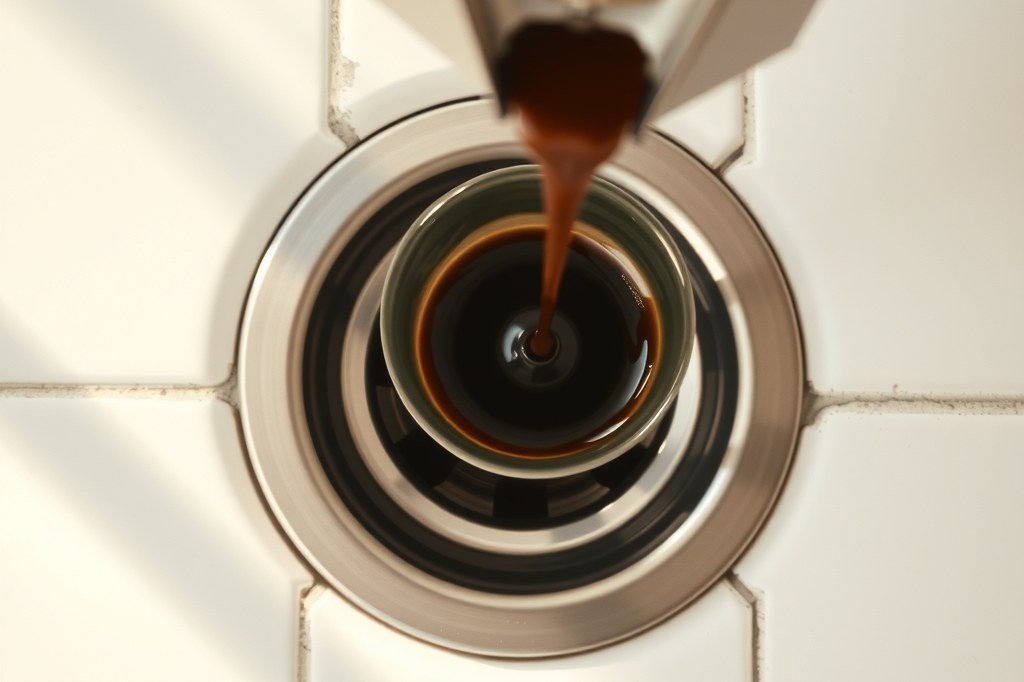 Cafe de una cafetera italiana nueva tirandose por el fregadero