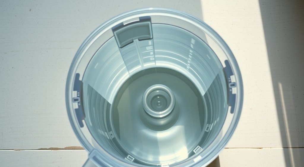 Depósito de agua transparente de una superautomática De'Longhi, vacío, visto desde arriba
