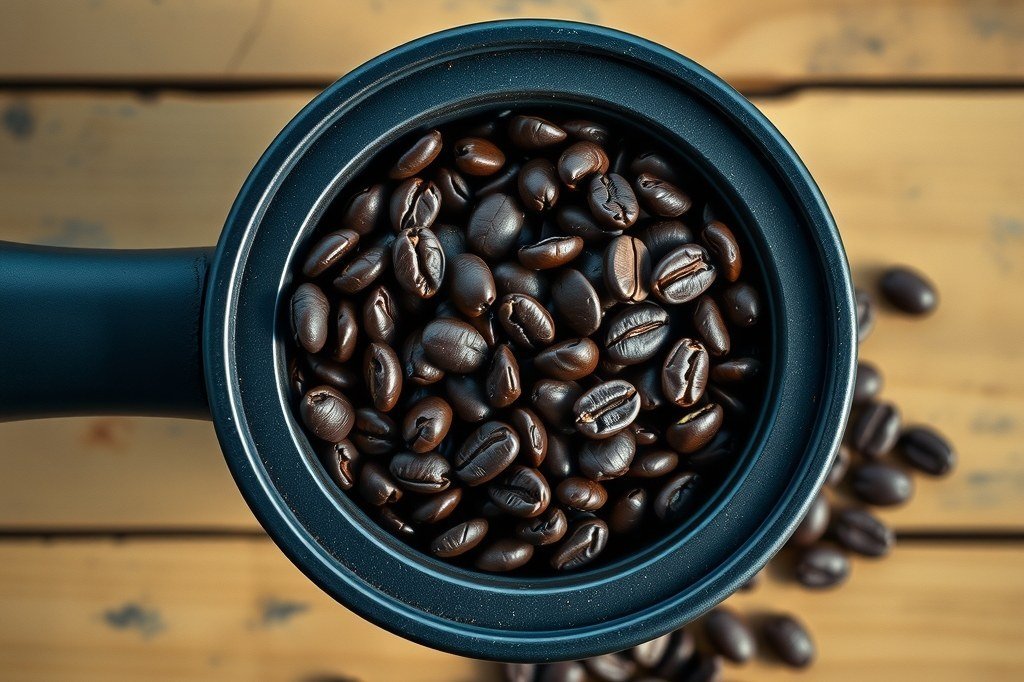 Tolva de una cafetera superautomática llena de café en grano
